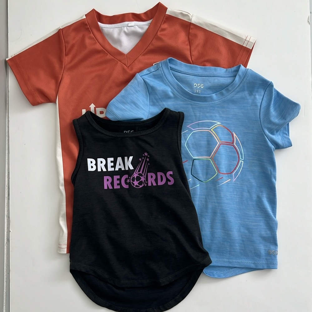 LOT! 3 Size 2XS Athletic Shirts Soccer Shirts